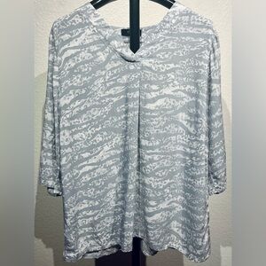 s.Oliver Gray & White Animal Print Tunic Blouse - Size 12 (Women’s)